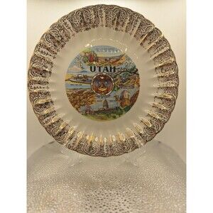 Utah Souvenir Plate Vintage Great Salt Lake, Bryce Canyon, Grand Canyon, Mormons